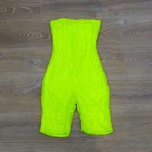 Fashion Nova Neon Green Sequin Bodysuit